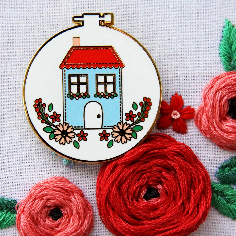 Needle Minder - Sweet Home Embroidery Hoop by Flamingo Toes